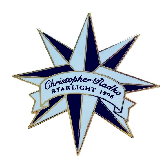 Vtg 1996 CHRISTOPHER RADKO STARLIGHT CLUB PIN BAG CHARM PINBACK MINT NEW - Picture 1 of 2